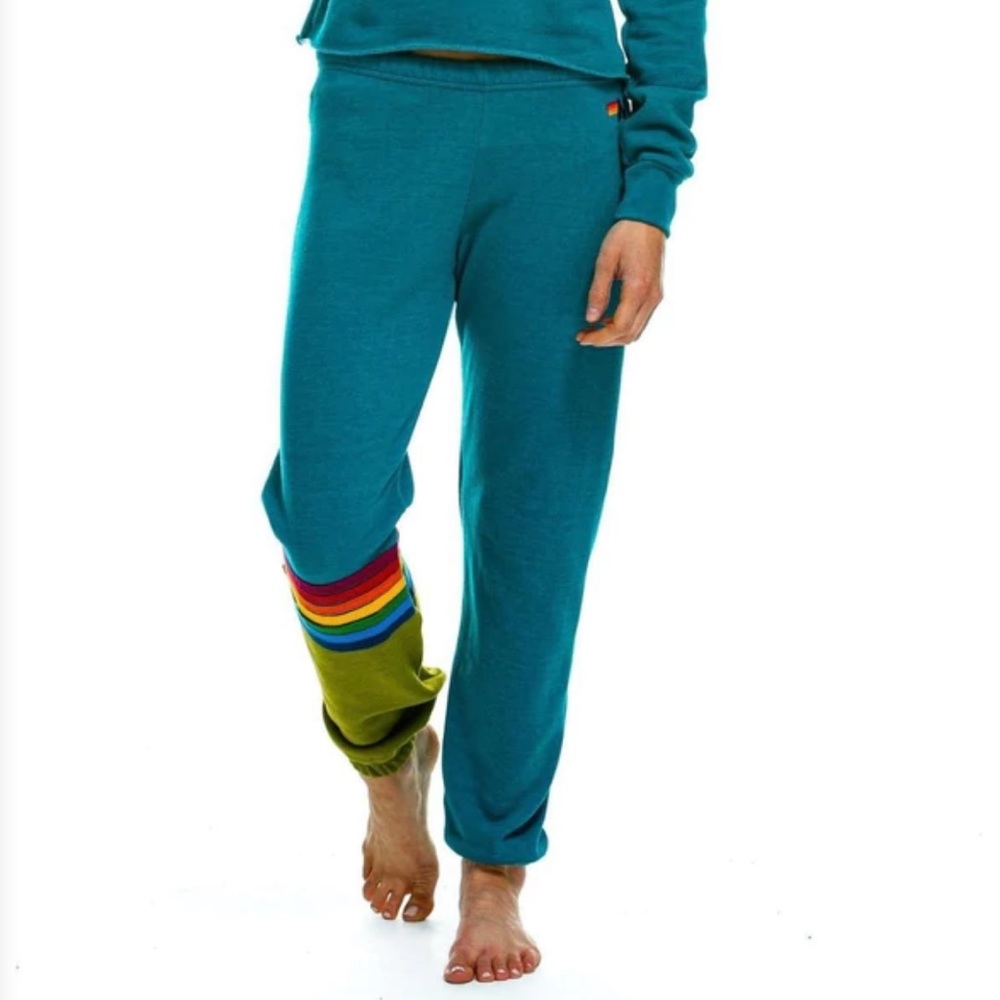 ⭐️Aviator Nation Rainbow Stitch Sweatpants Jade⭐️